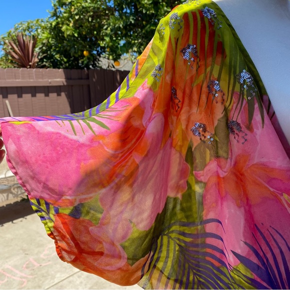 Lane Bryant Bright Tropical Print Crossover Blouse Size 18 - Picture 4 of 8